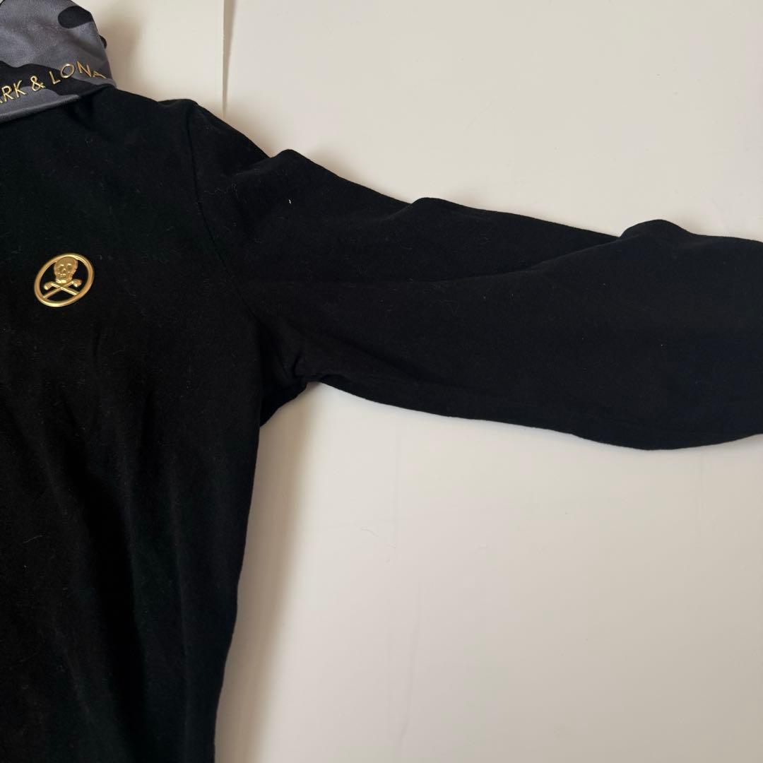 マークアンドロナ レディース モックネック インナー フリース カモフラ スカル