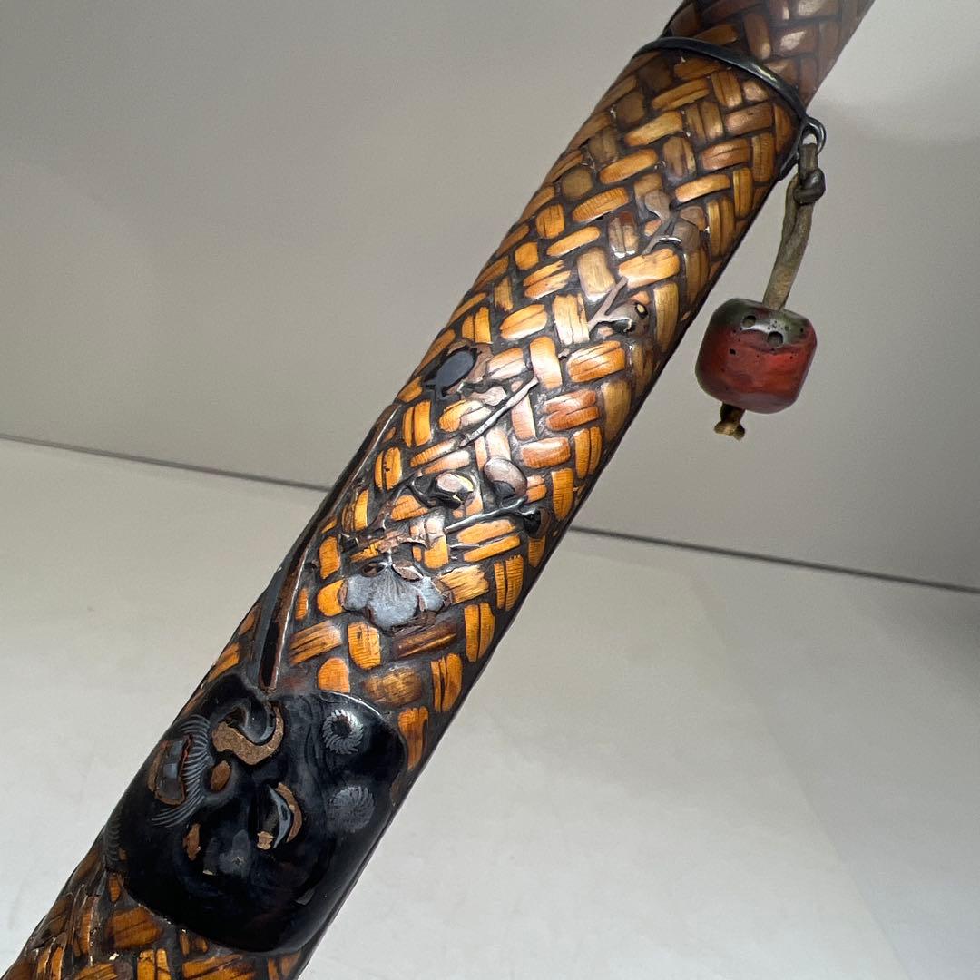 江戸時代　在銘網代煙管筒　43g 東Y8-0203②