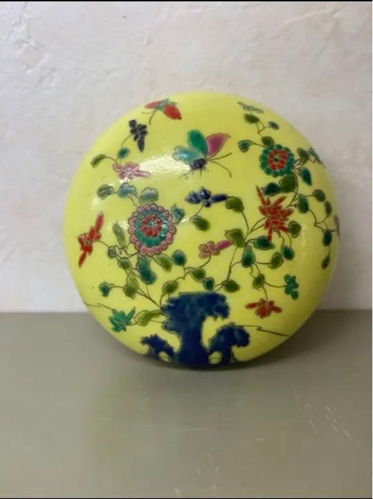 中国清光绪年製琺瑯彩•粉彩香盒　骨董唐物コレクション古美術品アンティーク江戸青磁