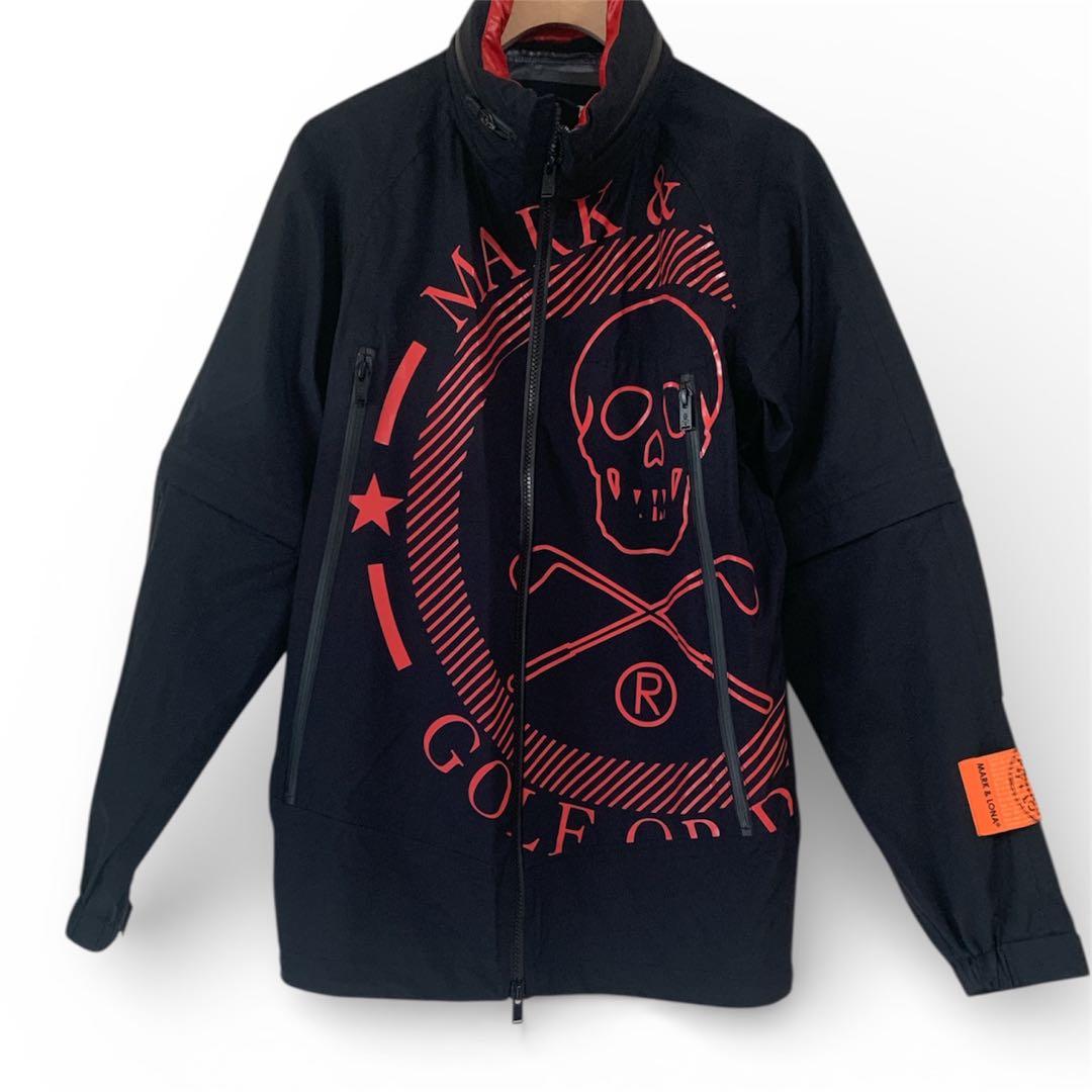 マークアンドロナ　komatsu レインウェア ブラック/レッド