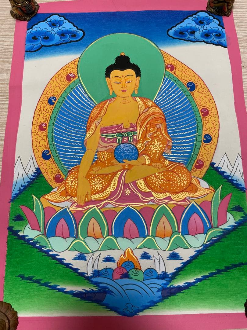 《 チベット密教　1点物 》 手描き　曼荼羅　釈迦　仏陀　仏教　密教