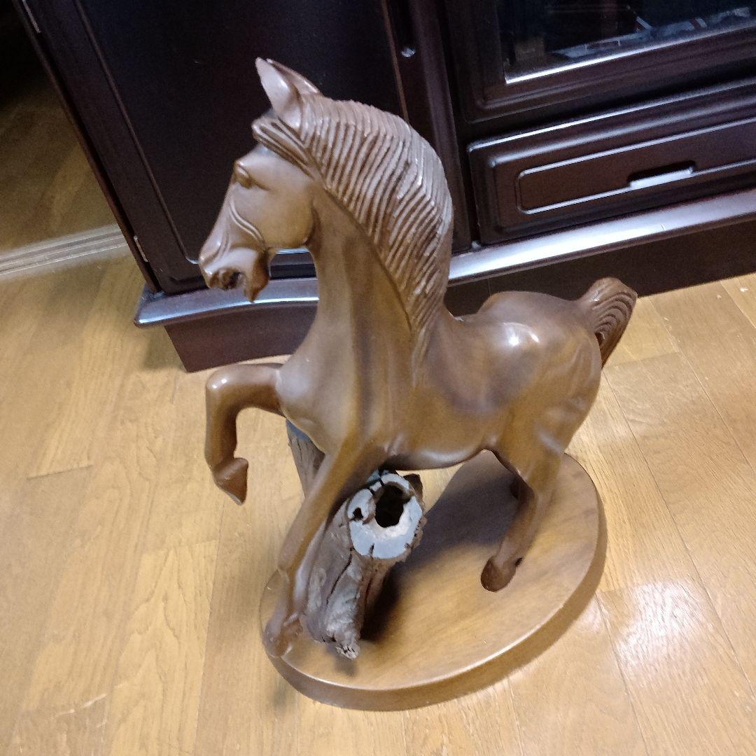 美品！アンティ―ク！今年は馬年！木製馬の彫刻 ブラウン 約50cm