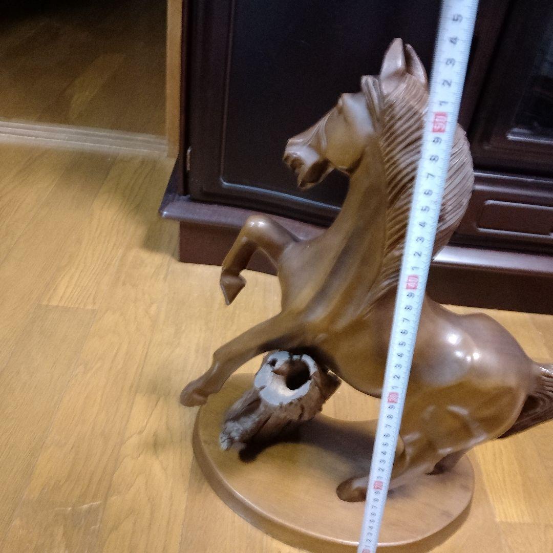 美品！アンティ―ク！今年は馬年！木製馬の彫刻 ブラウン 約50cm