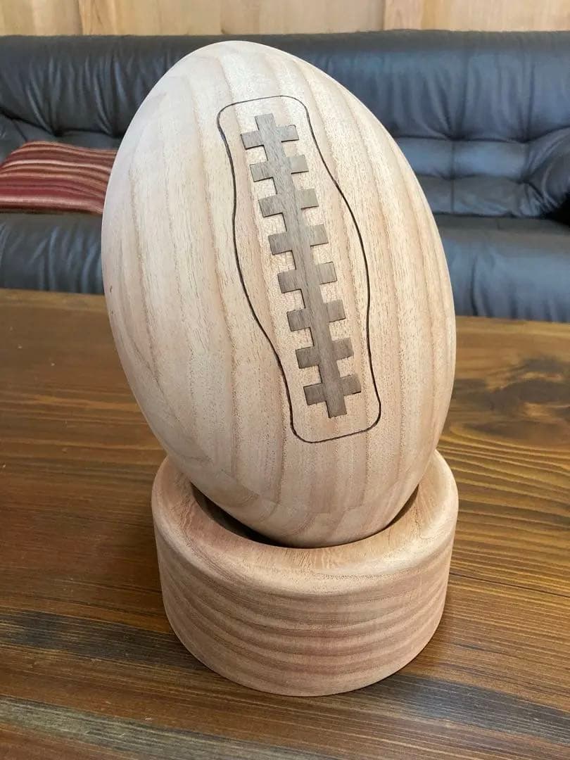 木製ボール　ラグビー　インテリア