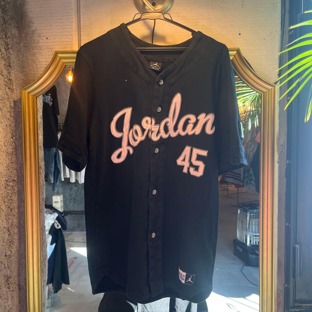 ジョーダン ブランド ベースボールシャツ 45番 刺繍ロゴ 黒 M