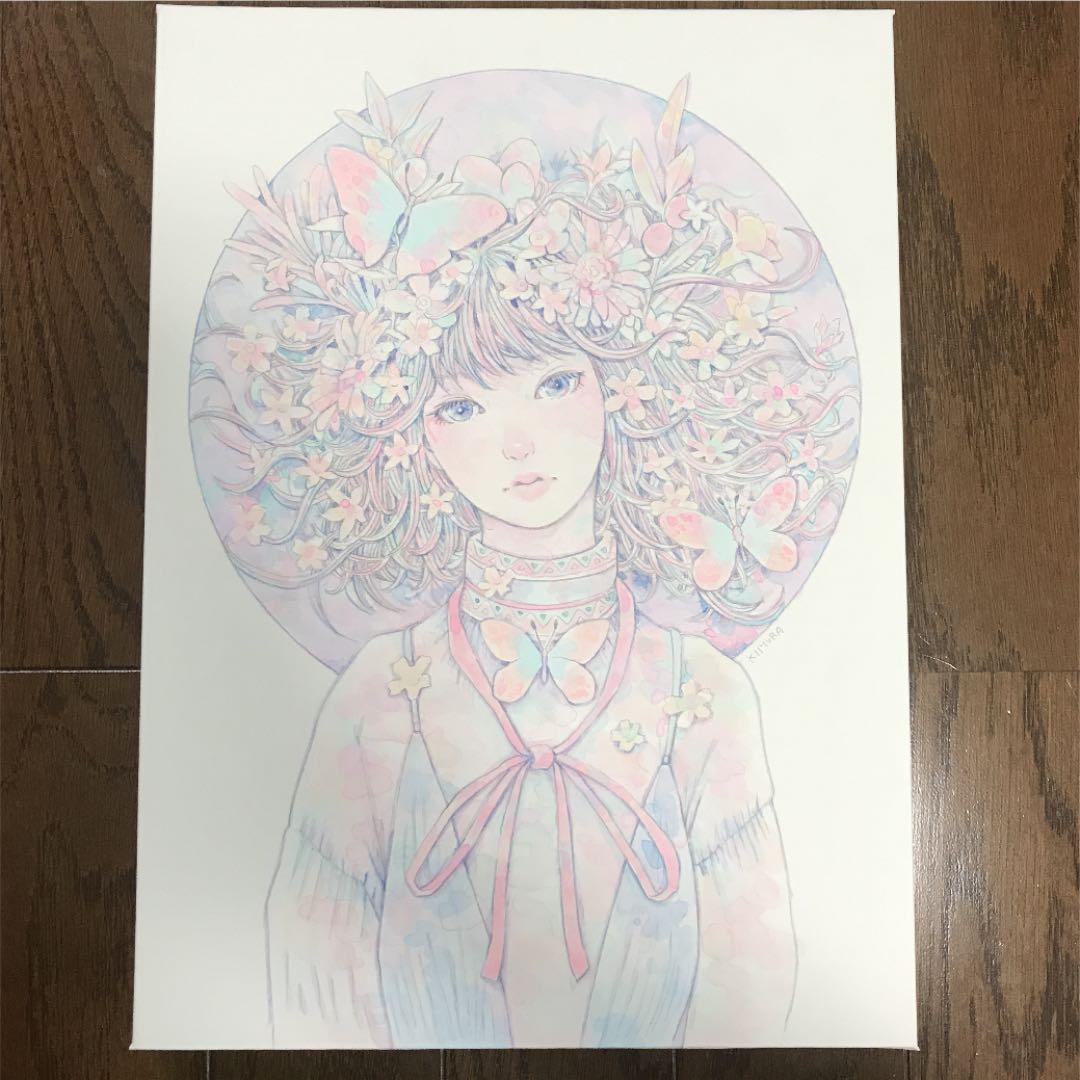 ★木村智博「たわむれる」木製パネル アクリルガッシュ 色鉛筆 鉛筆 額付き