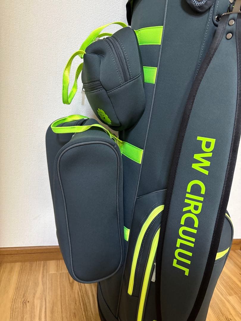 【美品】PW CIRCULUS キャディバッグ グレー/ライムグリーン