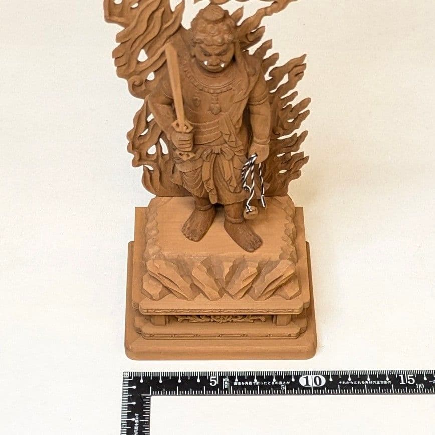 【セール・新品】 不動明王　上彫　紅檀　総高さ約23.5㎝　仏像　お不動様