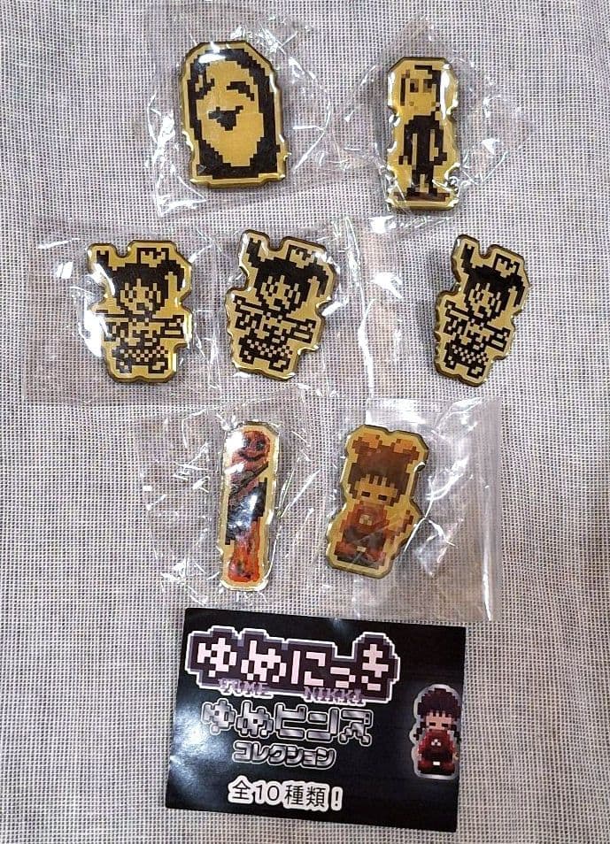 新品☆ゆめにっきピンバッジ7個ウボァセコムマサダ先生窓付きねこきゅっきゅ君モノ子