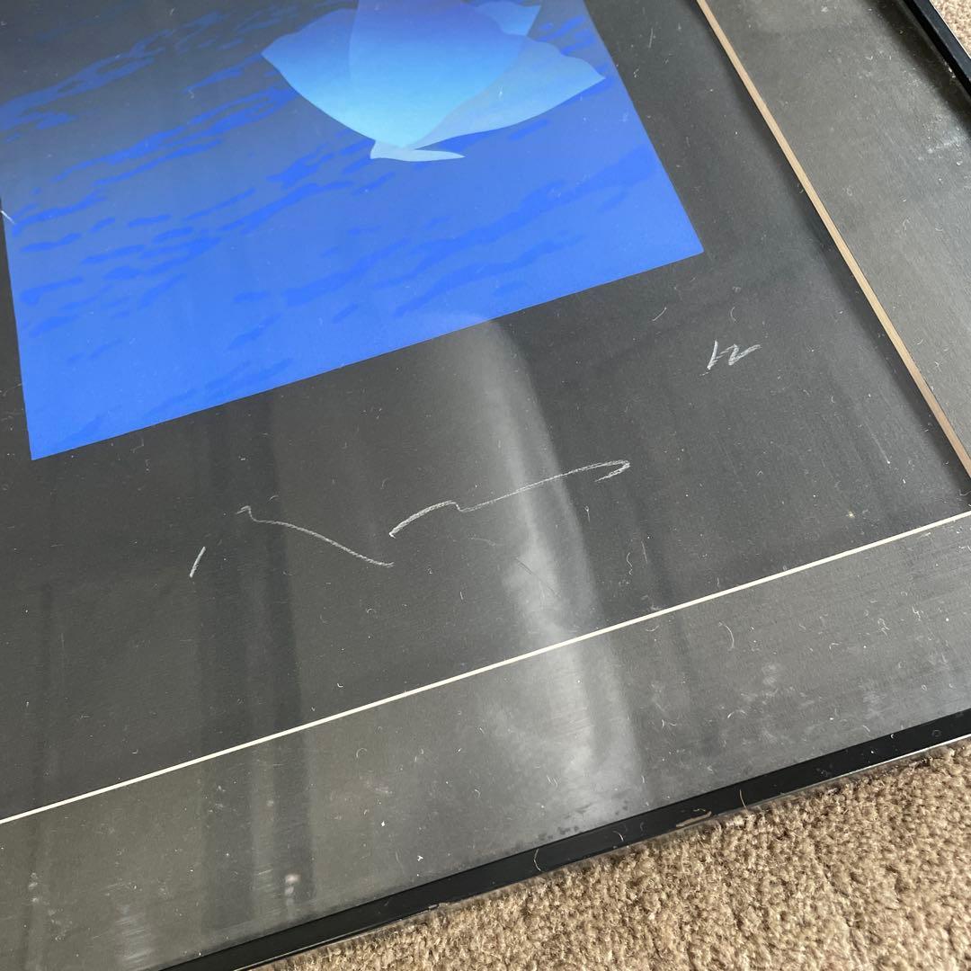 Ｔ*ｙ様 井上公三 夜の窓辺 シルクスクリーン 青ブルー 930cm x 660