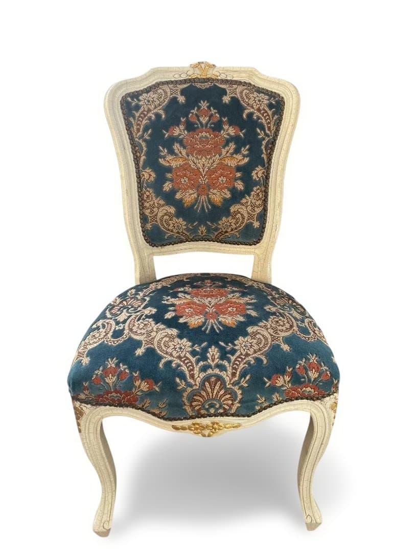 金華山織 猫脚 イタリア　ダイニングチェア ホワイト　 アンティーク　12c07