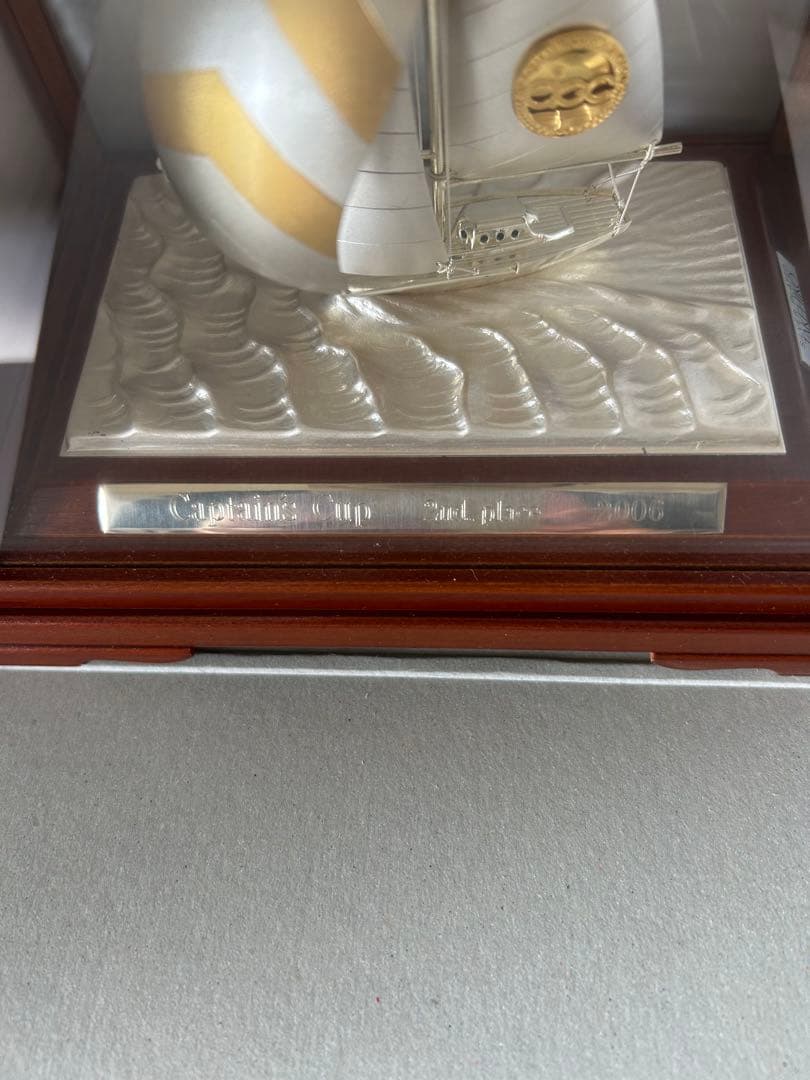 銀メッキ　ヨット模型　小型帆船模型 シルバーゴールド装飾　7号