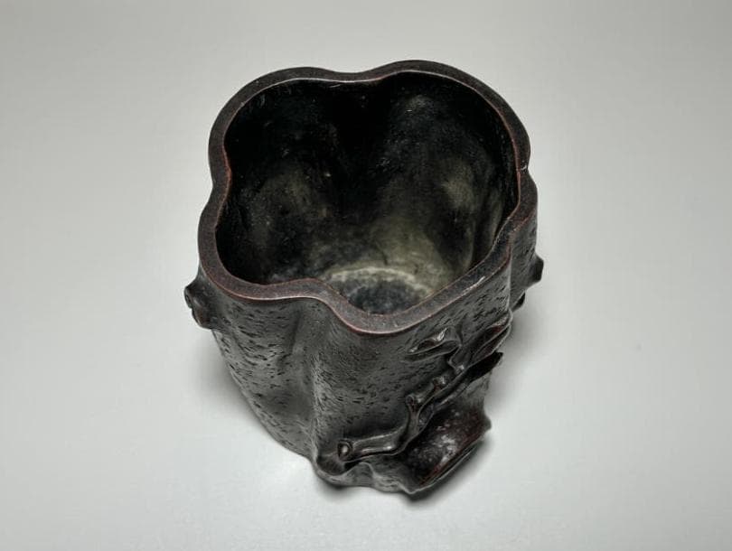 紫砂 切株 筆筒 筆立 書道 焼き物