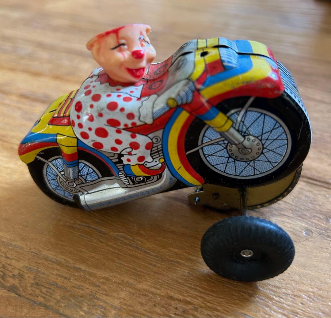AOKI TOY サーカス オートバイ ゼンマイ ブリキ　昭和レトロ　日本製