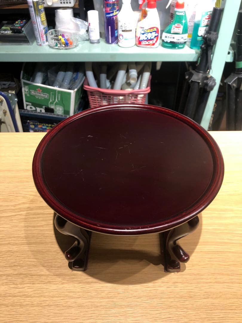 韓国伝統 漆塗り丸膳 ソバン（小盤）21.5cm アンティーク　ちゃぶ台