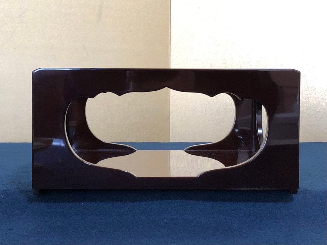 《レ》玄々斎好 溜 香狭間透莨盆 美濃屋 塗師三世 表阿弥 共箱251027う1