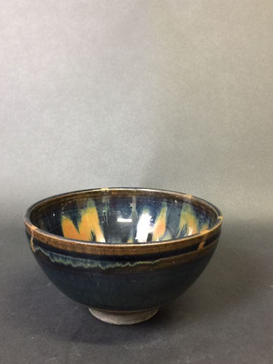 抹茶茶碗 鐵銹花磁州窯茶碗 茶道具 時代物