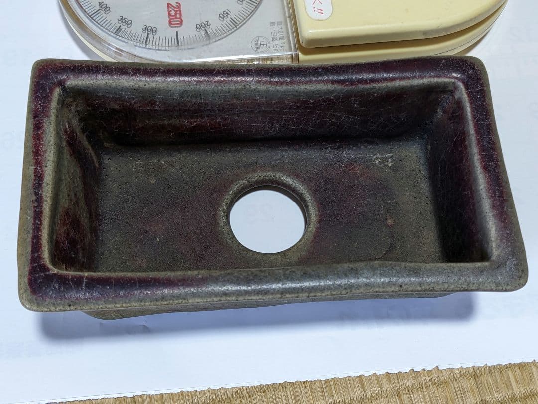 ♦中国古玩 長方形辰砂ミニ盆栽鉢 北京紫禁城 建福宮印 古美術品 骨董品