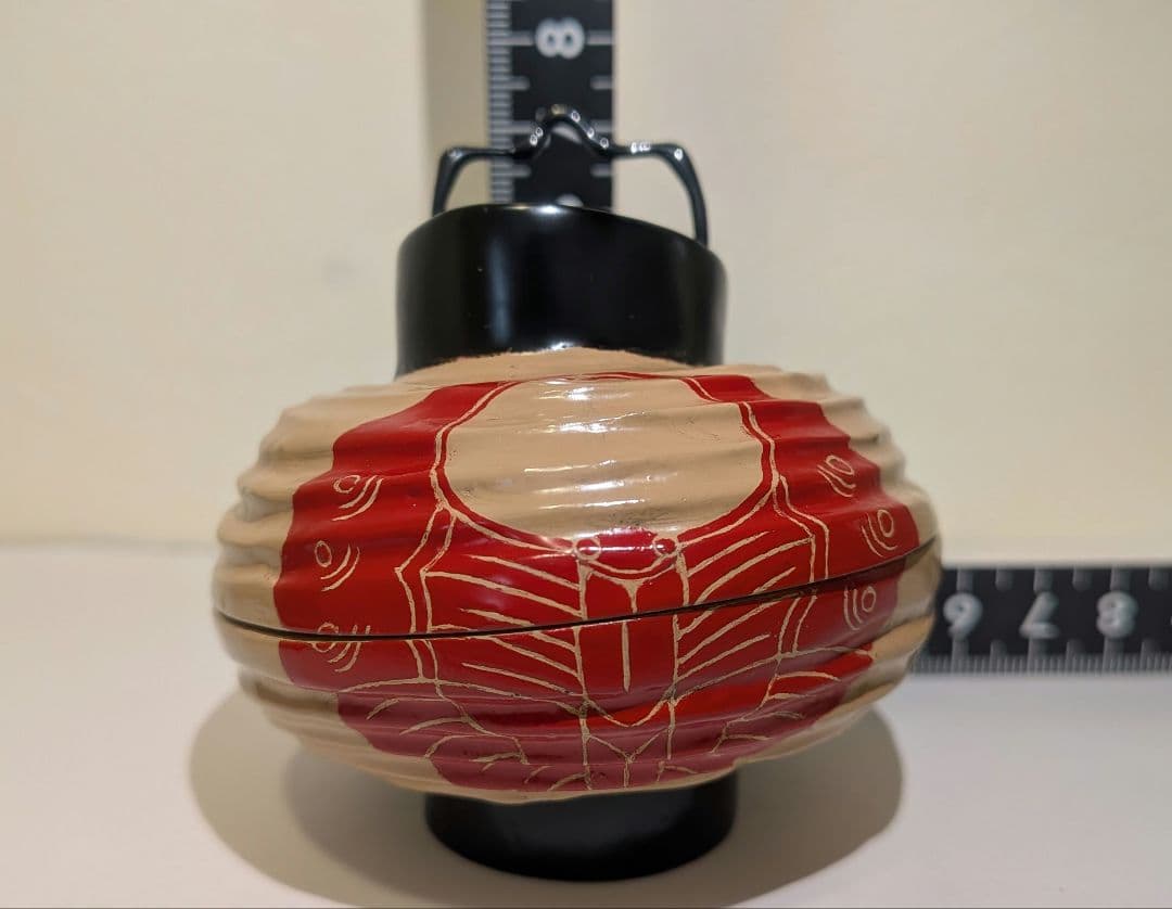 二代『川瀬表完』乾漆　提灯香合　茶道具　共箱　蝶　家紋