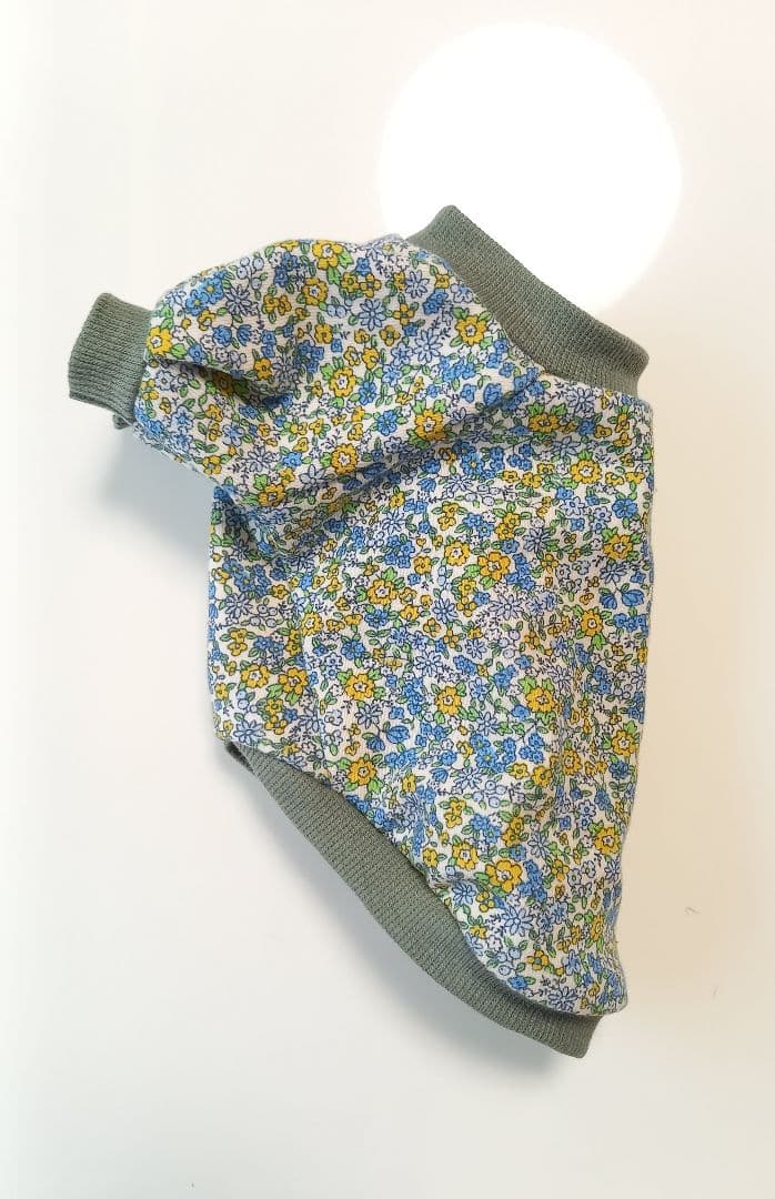 青系小花柄　　ミニ裏毛