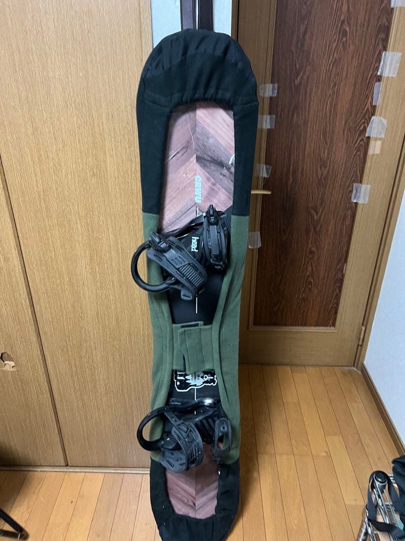 スノーボード CRWU ブラック/グリーン ビンディング付き