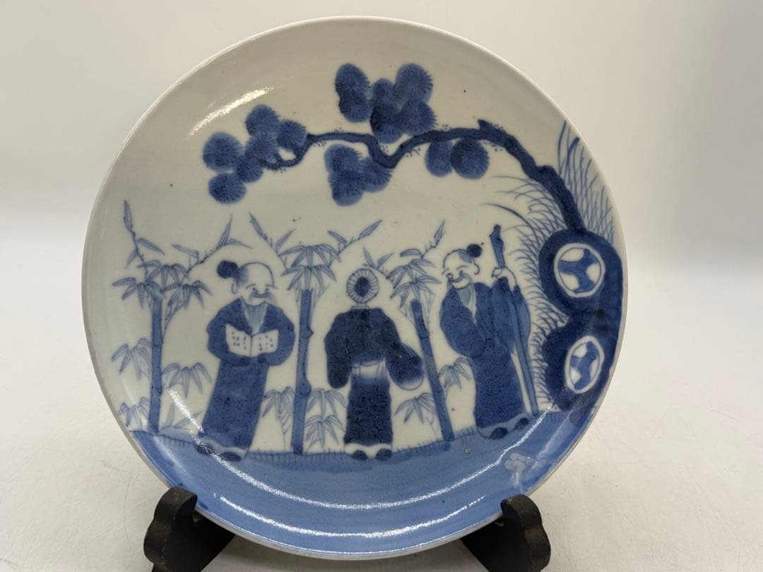 中国　染付　三老図　大皿　送料込み260126