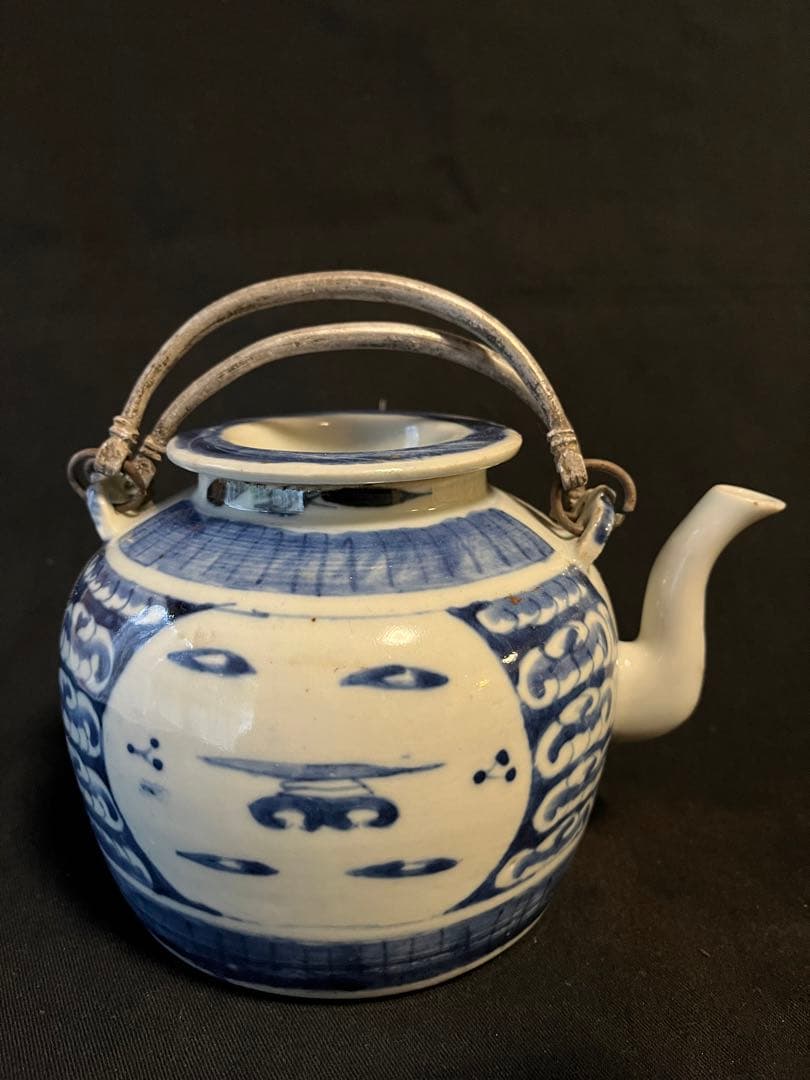 今激レア！中国 清 青花 染付 急須 蓋付 取手も良い 呉須見事