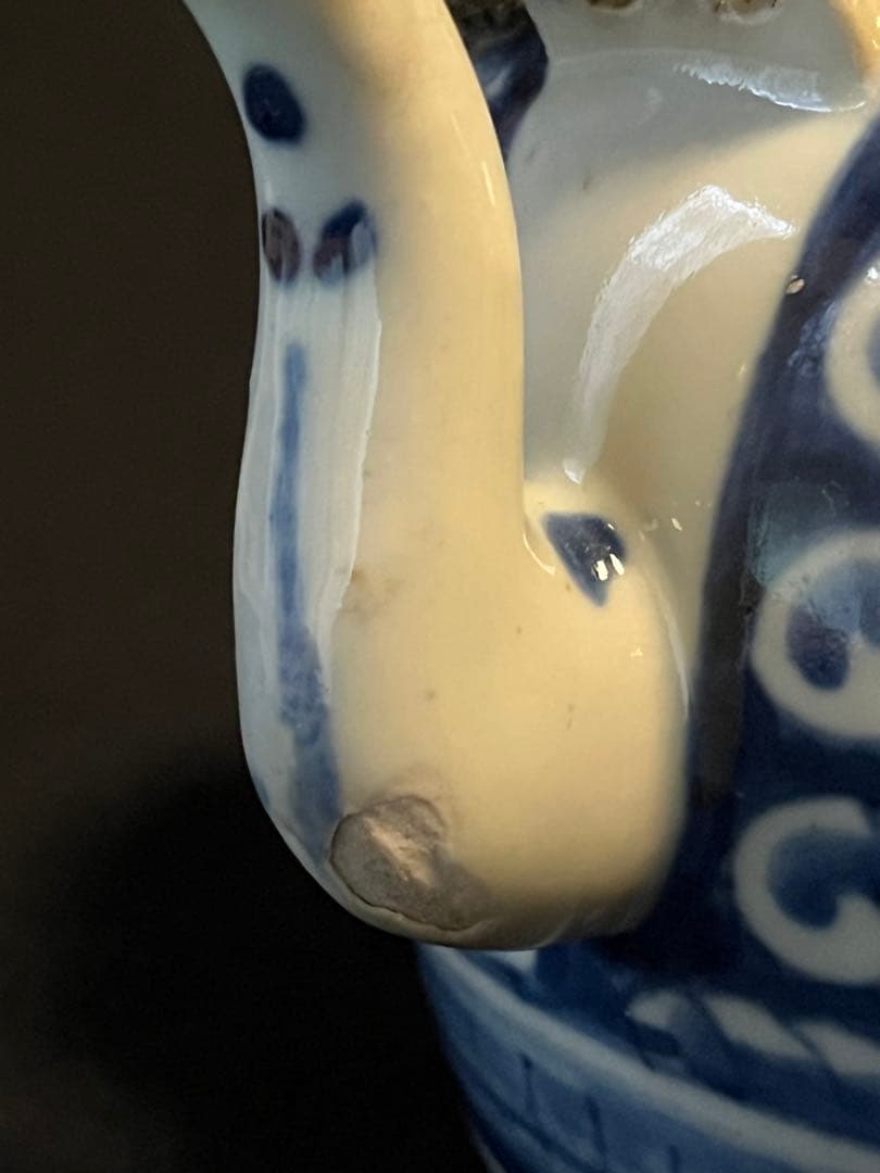 今激レア！中国 清 青花 染付 急須 蓋付 取手も良い 呉須見事