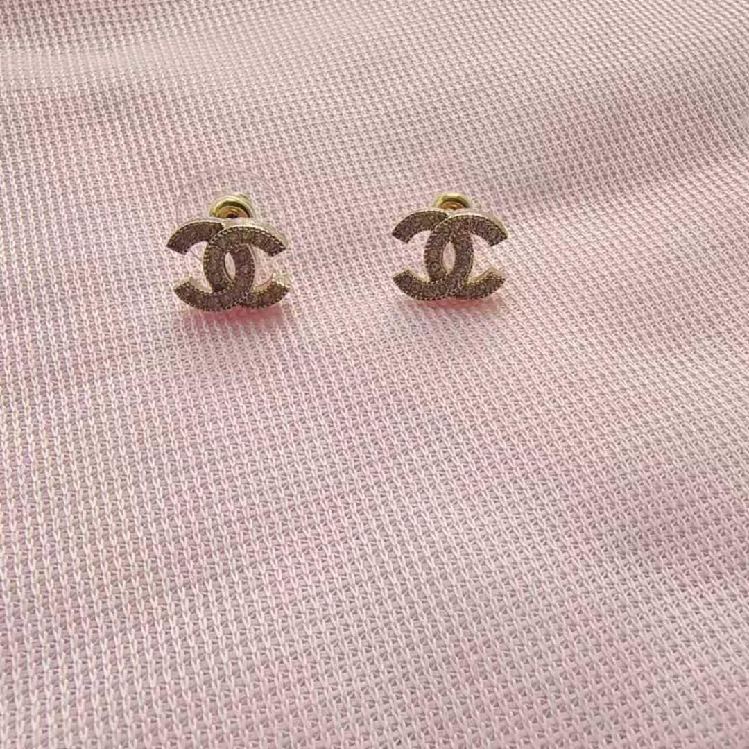 CHANEL COCOマークピアス メタル&ストラスゴールド