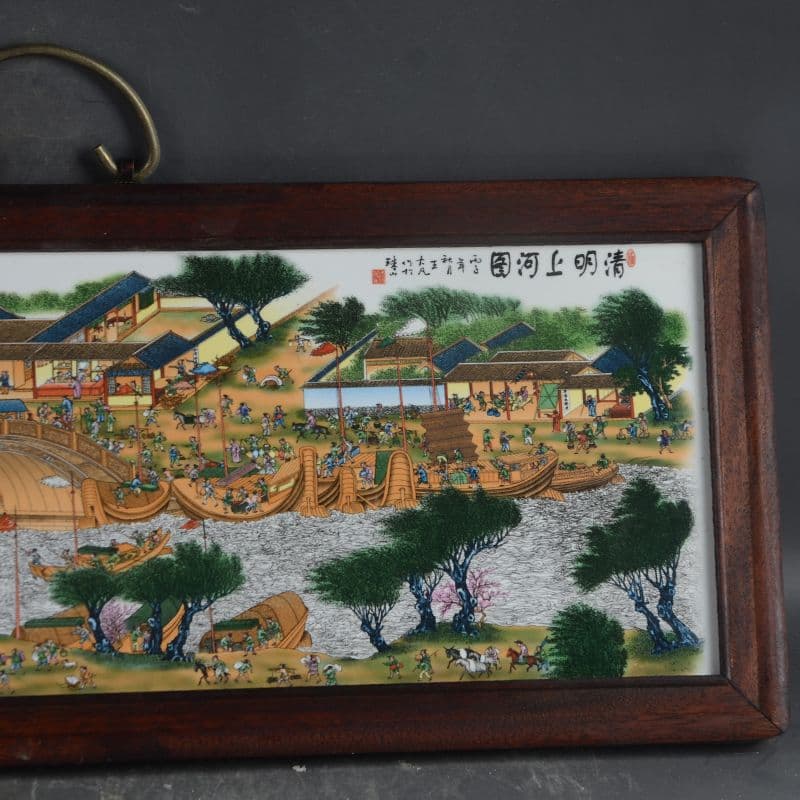 景徳鎮 陶板画清明上河図 応接間 書斎 懸掛 装飾品 現代工芸品 美術品 置物