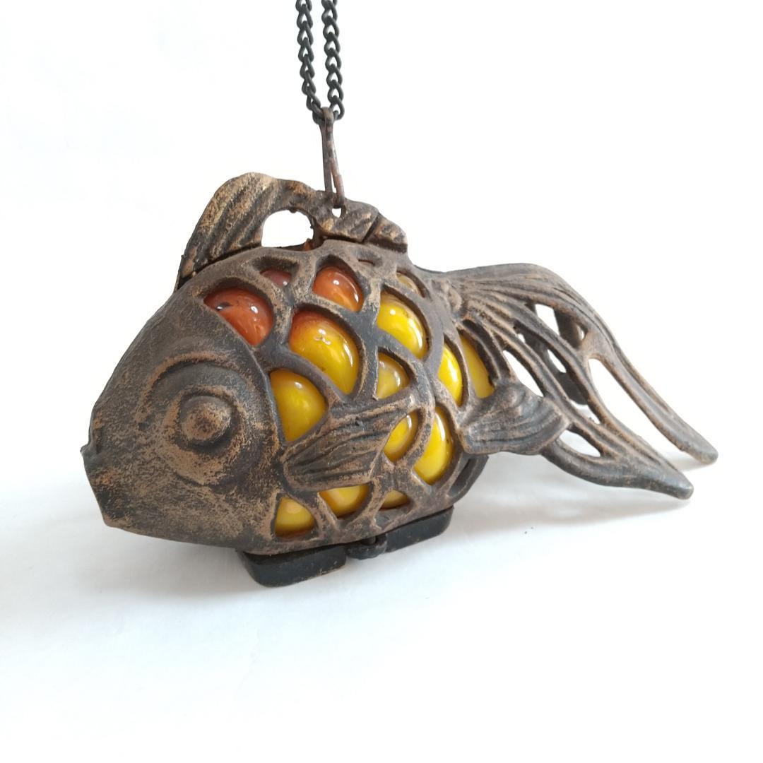 ★金魚　ガラス付き吊灯篭／レトロ照明　高さ13cm×長さ25cm【送料無料】