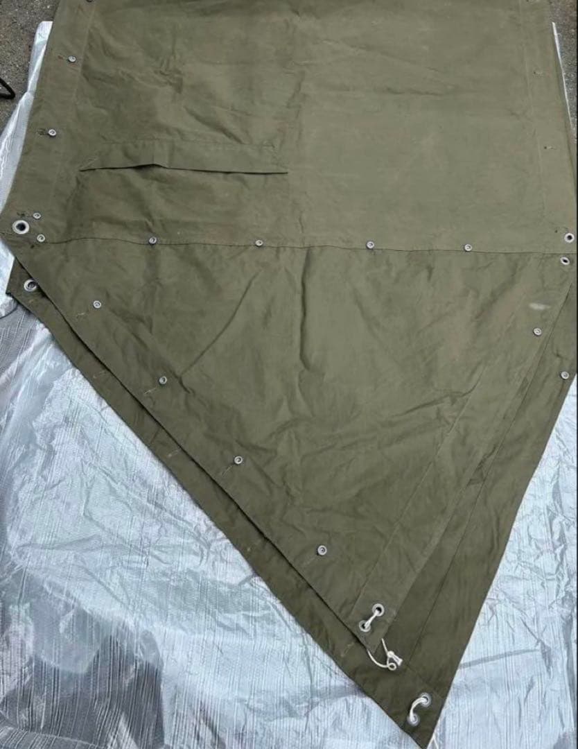 西ドイツ　パップテント　軍幕　シェルターハーフ　2枚セット　ODカラー