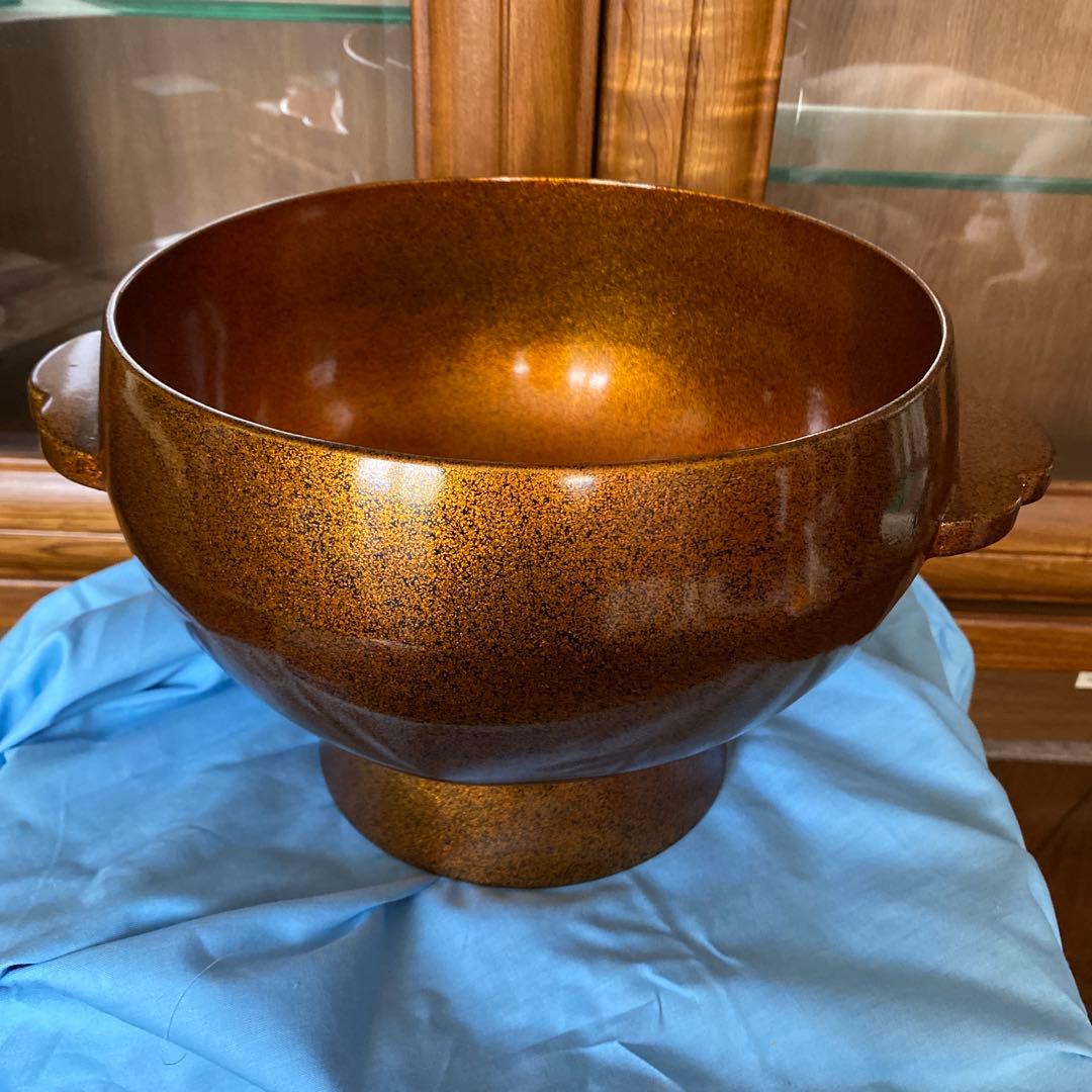 象彦　梨子地　持ち手付き漆器ボウル