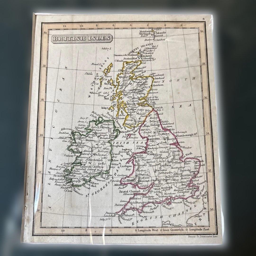 イギリスの地図　壁掛け【鑑定書付】