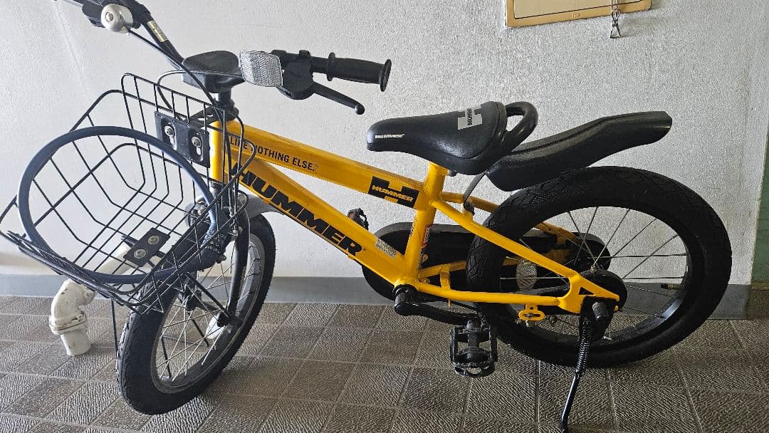 子供用自転車 イエロー フロントバスケット付き