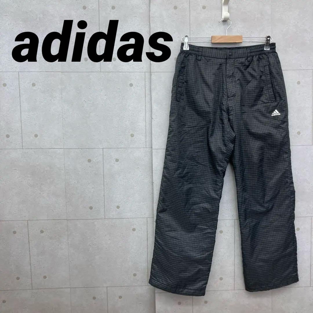 adidas アディダス ゴルフ ナイロン パンツ 中綿 チェック M 灰