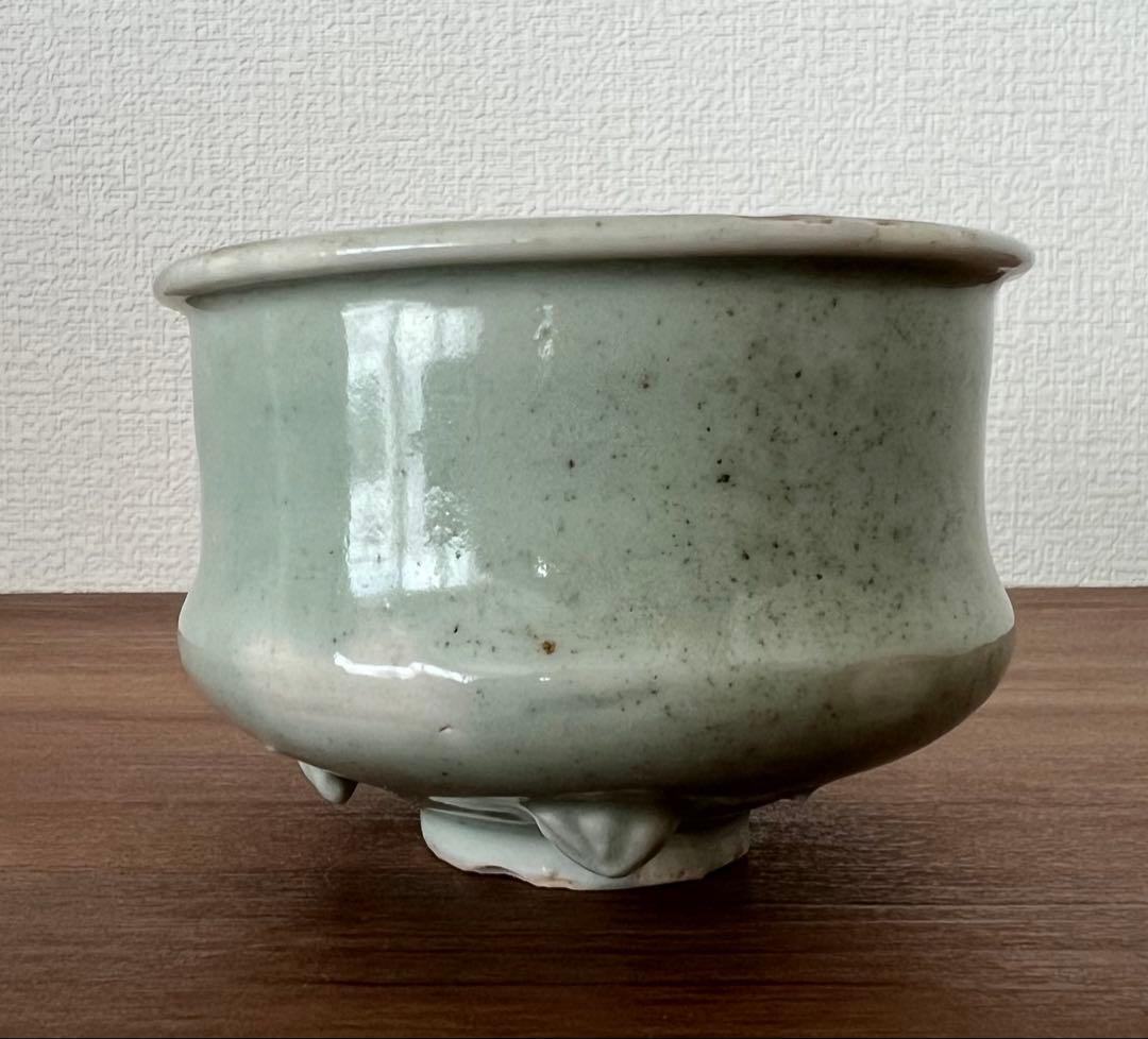 砧青磁千鳥香炉 中国龍泉窯産 箱有 灰有 年代物 香合