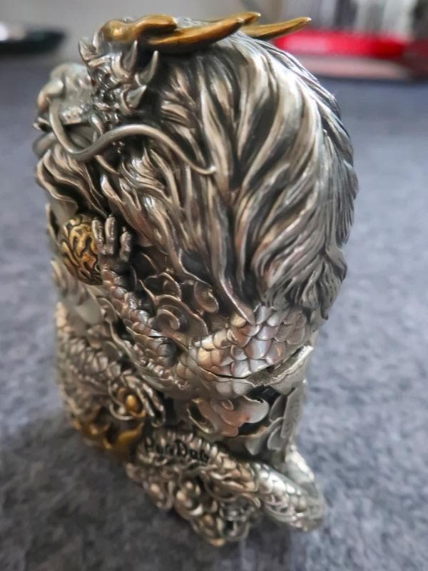 ジッポ ZIPPO ライター 竜 龍 ドラゴン 両面 如意宝珠 付 高級木箱付