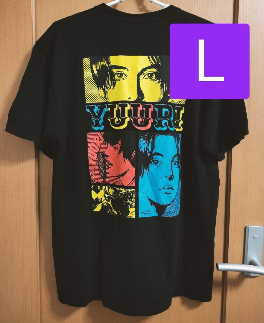 優里 アメコミ風デザインTシャツ ブラック L