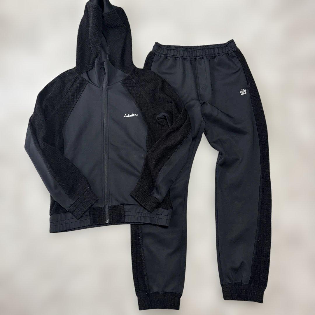 【Admiral 】アドミラル フード付きジャージ 冬用 ブラック 上下セットL