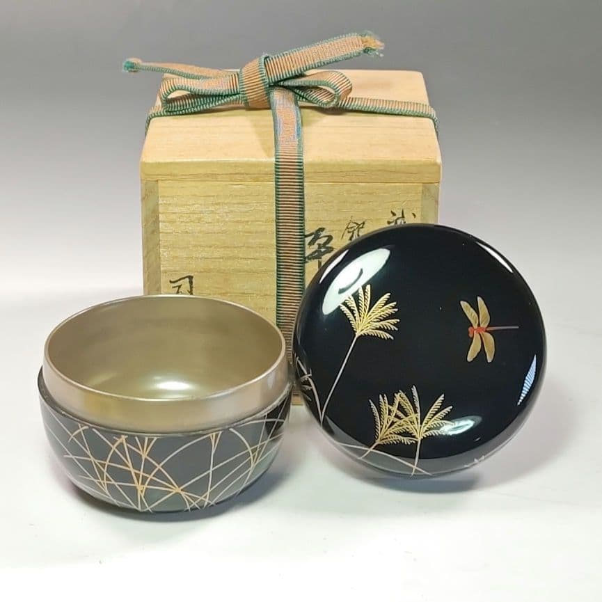 イ779 棗『新井司峰作』『銀時　武蔵野蒔絵　平棗　共箱』茶器　茶入　茶道具