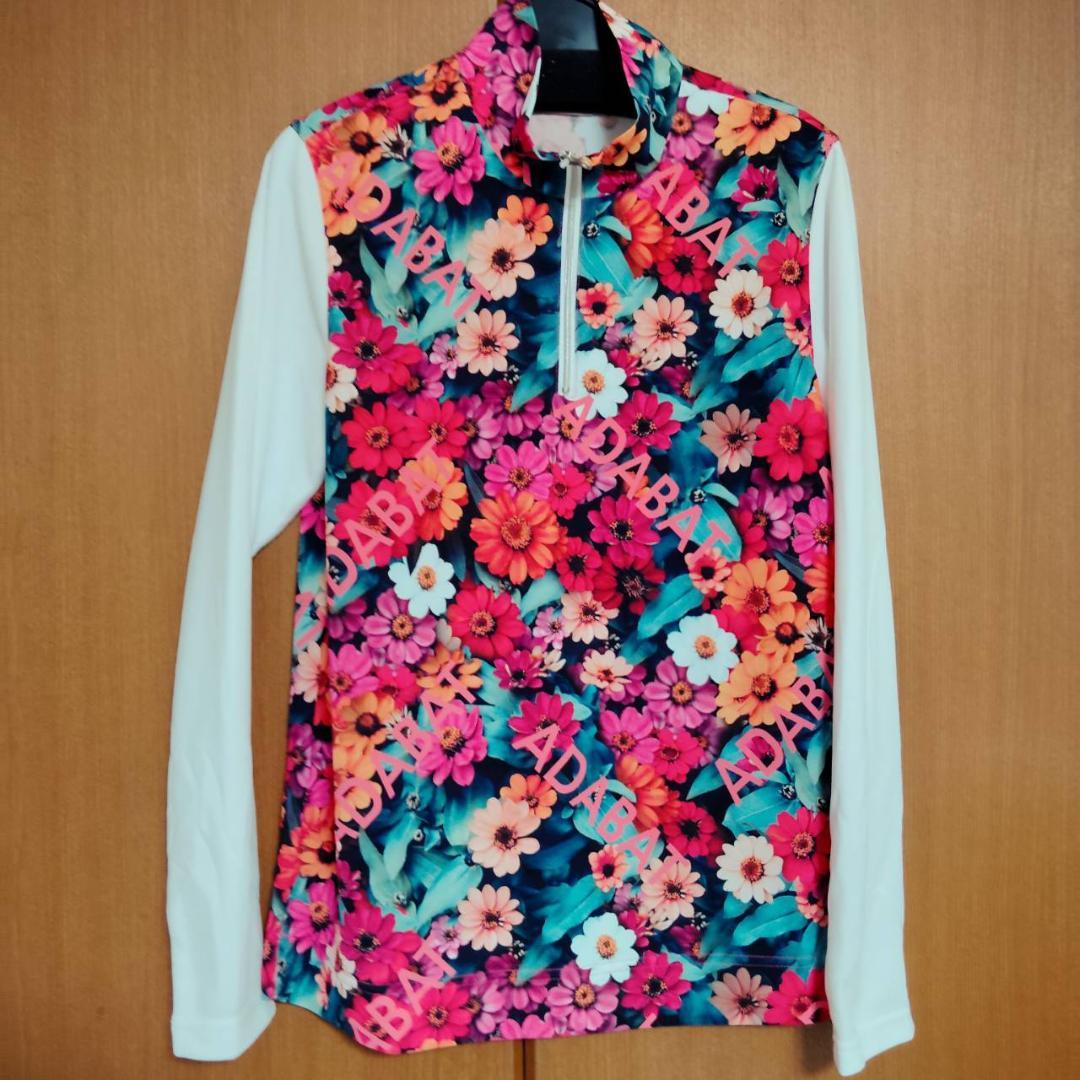 adabat アダバット 接触冷感 撥水 UVカット 花柄ハイネックシャツ M