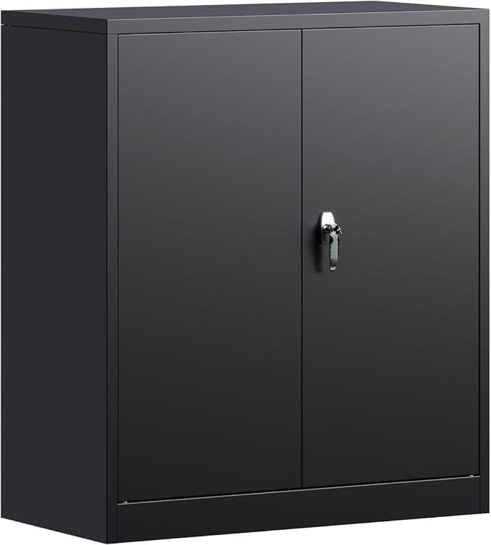 黒のA4対応両開きキャビネット