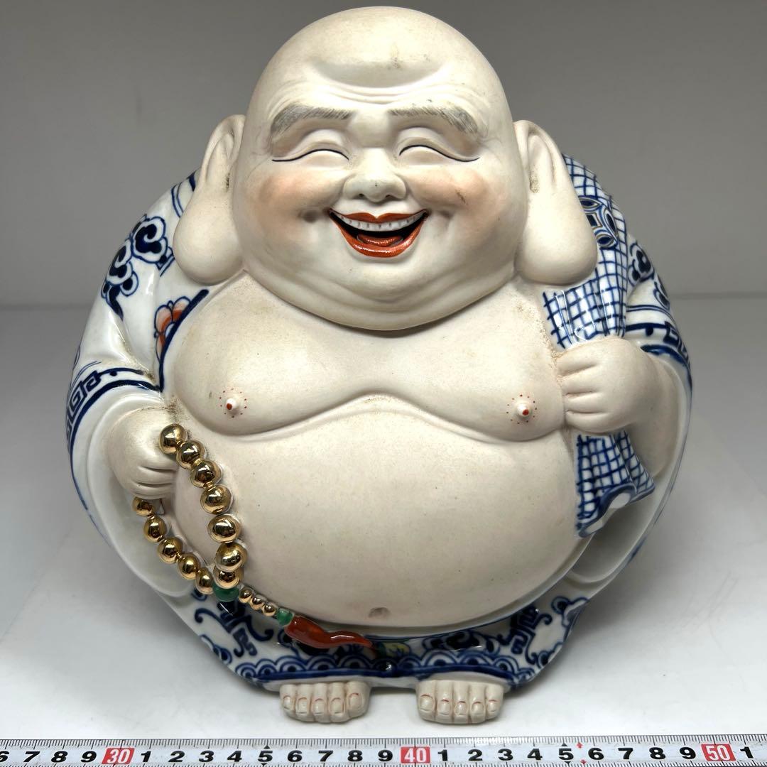 中国美術　景徳鎮布袋置物　高さ約24㎝ 東Y7-0520⑤