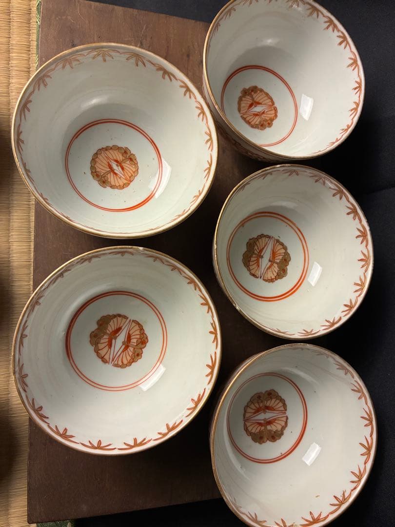 伊万里焼 蓋付飯茶碗×5小皿 ×5セット湯-①