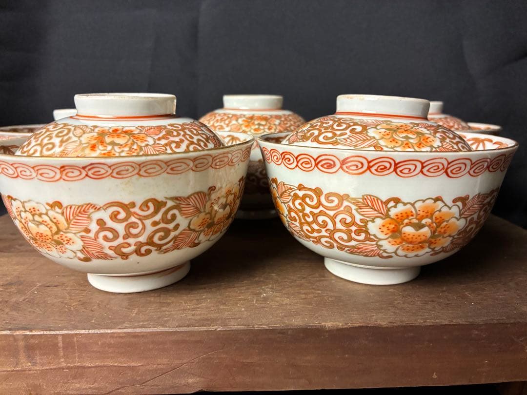 伊万里焼 蓋付飯茶碗×5小皿 ×5セット湯-①
