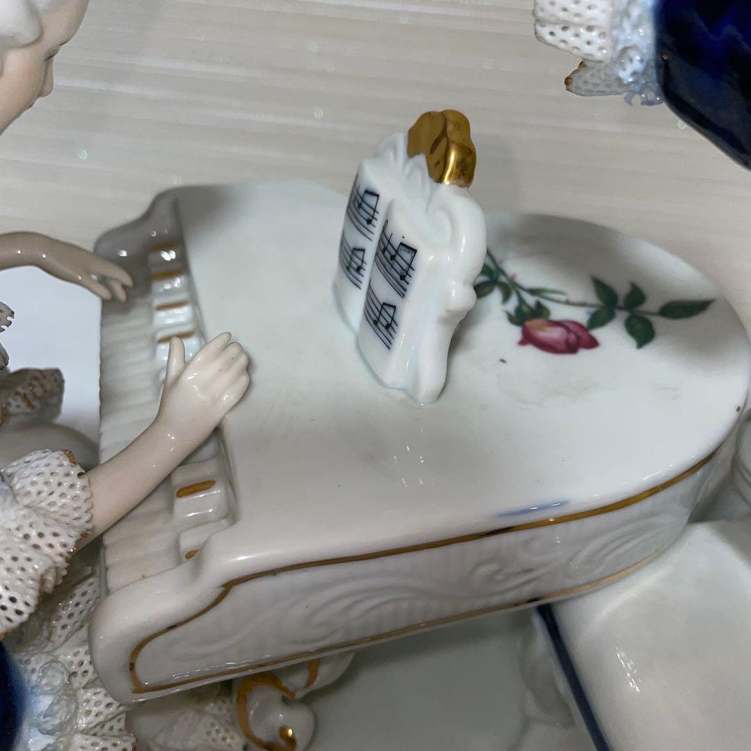 加藤工芸 ドレスドール陶器人形　バイオリンとピアノ