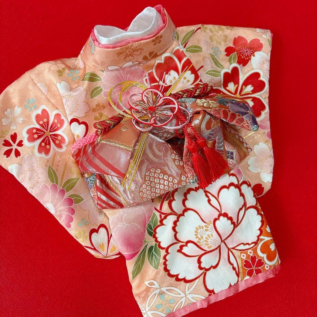 即納✨犬の着物✨犬用本格振袖着物 正絹 サーモンピンク SMサイズ 犬服