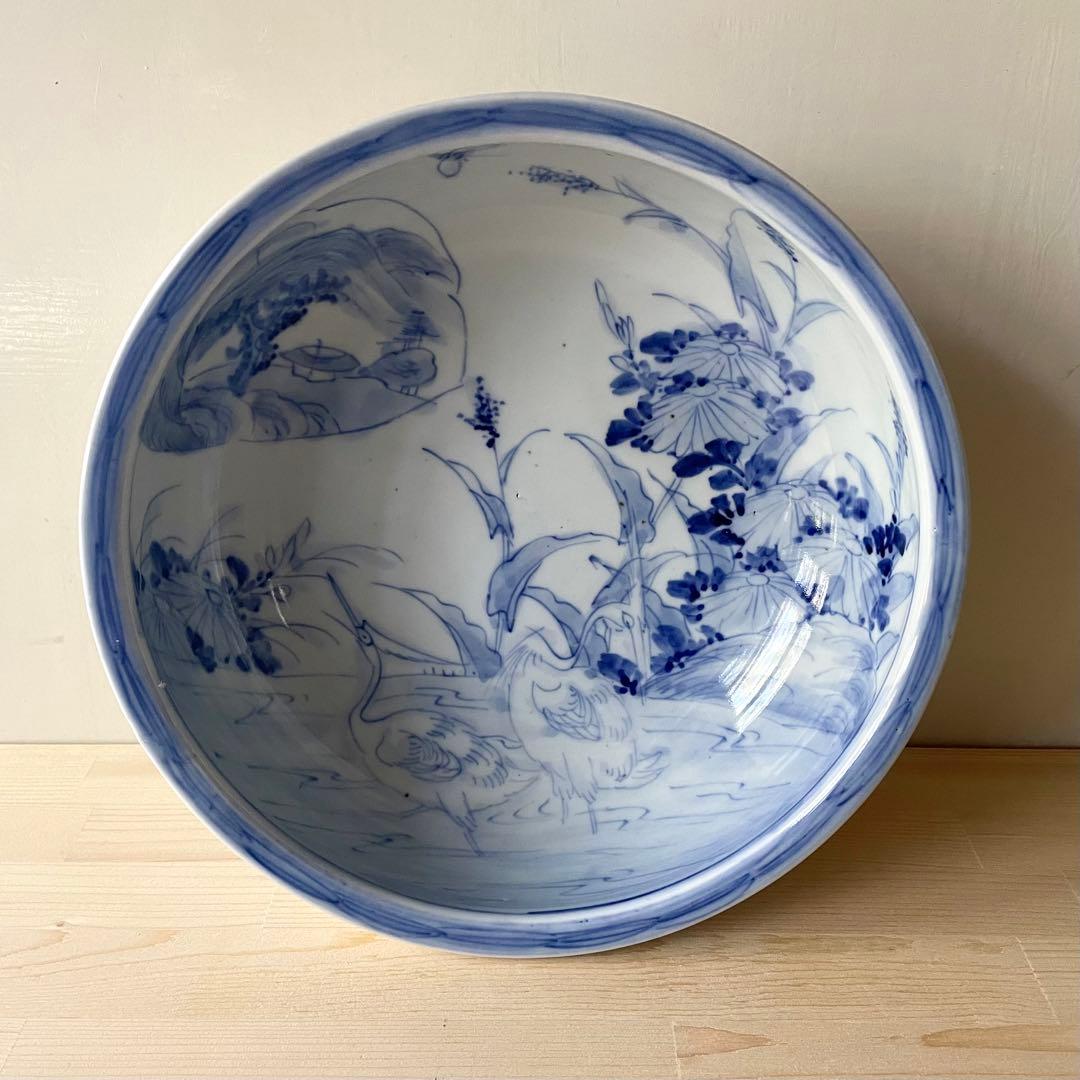 古伊万里 染付 草鳥文 深鉢 呉須 青花