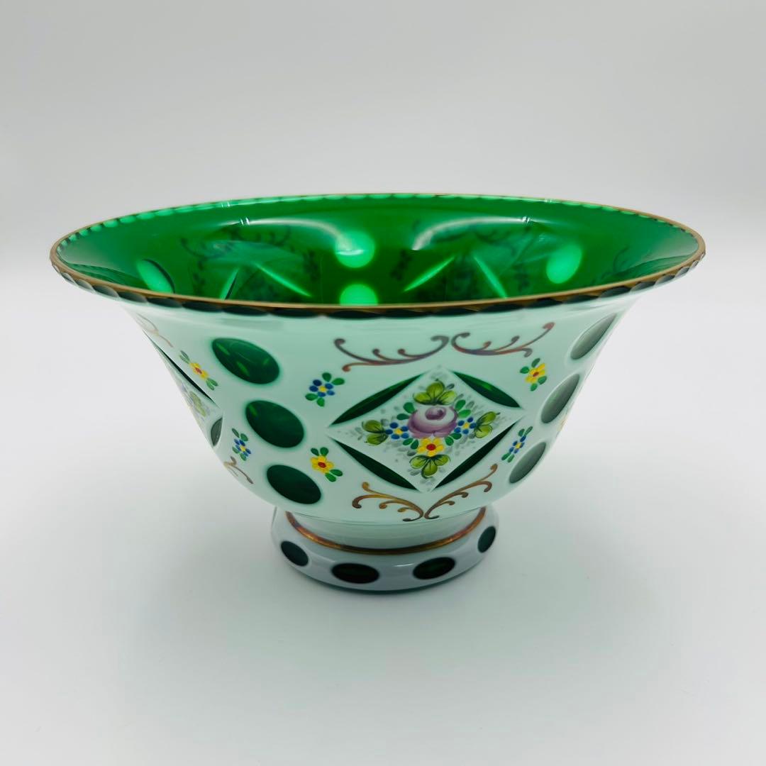 【ボヘミアンガラス　ボウル　キャンディーポット　チェコ】bohemian